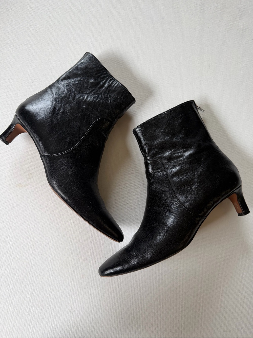 Madewell The Dimes Black Leather Kitten Heel Boots 7 - Picture 5 of 8